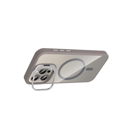 Hediyelik Joko Apple İphone 15 Pro Max Remim Lensli Magsafe Standlı Kapak - Titan Gri