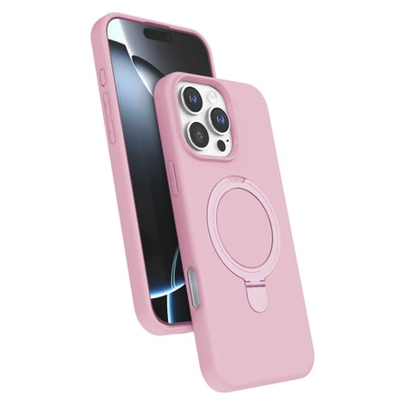 Hediyelik Apple İphone 16 Pro Regal Magsafe Standlı Kapak - Açık Pembe