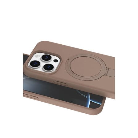 Hediyelik Apple İphone 15 Pro Max Regal Magsafe Standlı Kapak - Çöl Titanyum