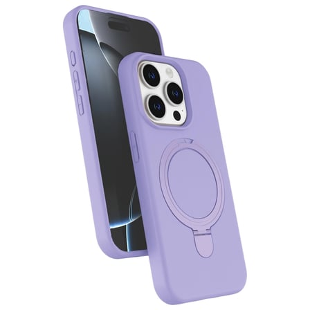 Hediyelik Apple İphone 15 Pro Max Regal Magsafe Standlı Kapak - Lila