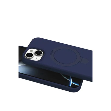 Hediyelik Apple İphone 15 Plus Regal Magsafe Standlı Kapak - Lacivert