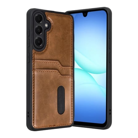 Hediyelik Samsung Galaxy A17 5g Sara Kartvizitli Deri Kılıf - Taba