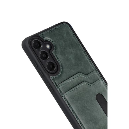Hediyelik Samsung Galaxy A17 5g Sara Kartvizitli Deri Kılıf - Yeşil