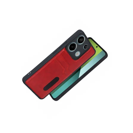 Hediyelik Xiaomi Redmi 15c 4g Sara Kartvizitli Deri Kılıf - Kırmızı