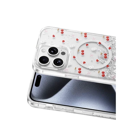 Hediyelik Onegif Apple İphone 14 Pro Max Misk Simli Magsafe Kapak - Desen 5