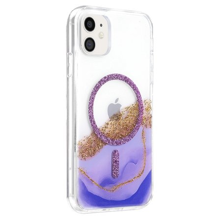 Hediyelik Onegif Apple İphone 11 Lotus Simli Magsafe Kapak - Mor