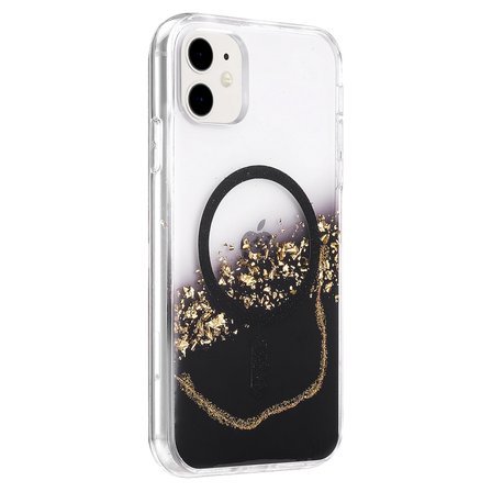 Hediyelik Onegif Apple İphone 11 Lotus Simli Magsafe Kapak - Siyah