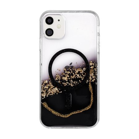 Hediyelik Onegif Apple İphone 11 Lotus Simli Magsafe Kapak - Siyah