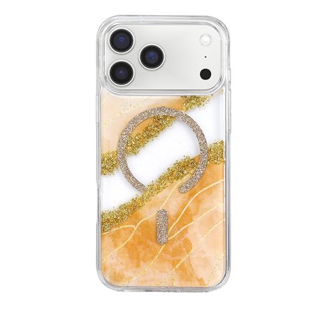 Hediyelik Onegif Apple İphone 17 Pro Lotus Simli Magsafe Kapak - Turuncu