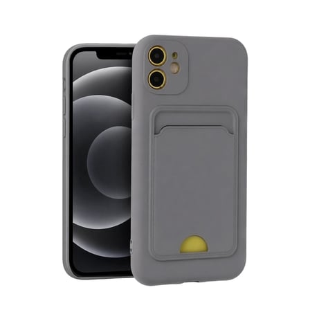 Hediyelik Apple İphone 11 Kılıf Kelvin Kartvizitli Silikon - Gri