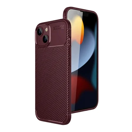 Hediyelik Apple İphone 15 Kılıf Auto Focus Karbon Kapak - Bordo