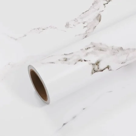Hediyelik Beyaz Mermer Desenli Yapışkanlı Folyo Kaplama Kağıdı