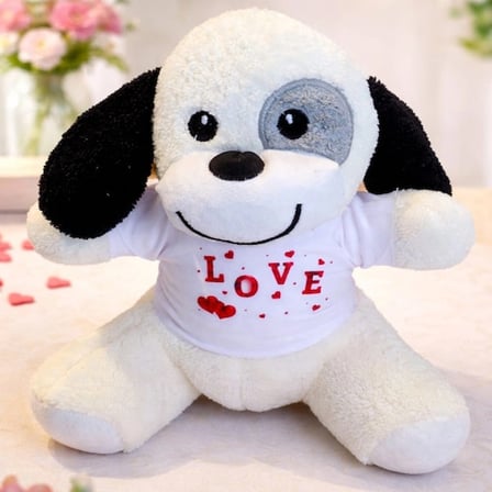Hediyelik Toptan Love Tişörtlü Sevimli Peluş Köpek