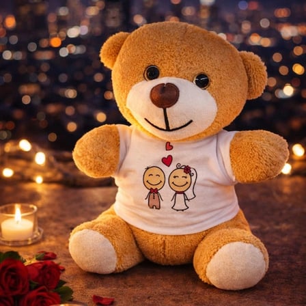 Hediyelik Toptan Sevimli Gelin Damat Tişörtlü Peluş Oyuncak Ayıcık