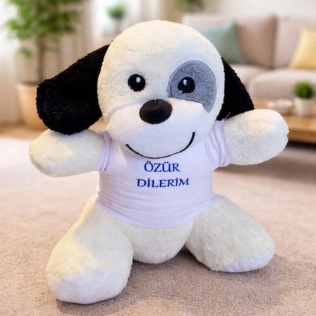 Hediyelik Özür Dilerim Tişörtlü Sevimli Peluş Köpek
