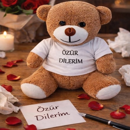 Hediyelik Toptan Özür Dilerim Tişörtlü Oyuncak Ayıcık