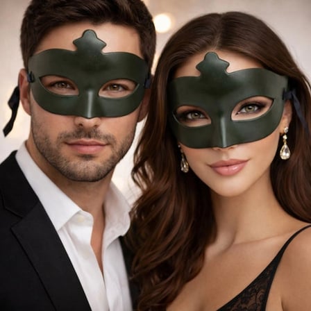 Hediyelik Haki Yeşil Gizemli Masquerade Maskesi