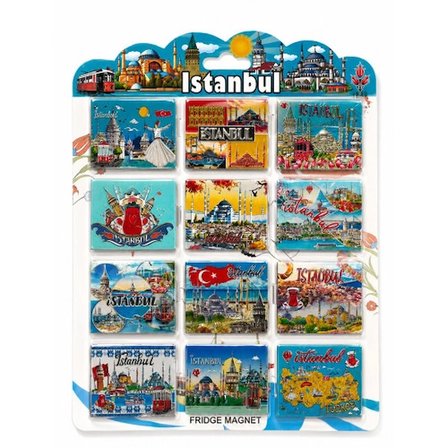 Hediyelik İstanbul Temalı Silikon Buzdolapı Süsü Magnet 12'Li Set