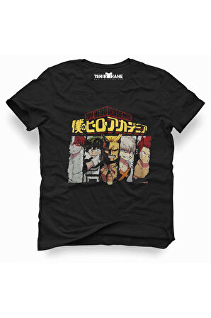 Anime My Hero Academia Erkek Baskılı Siyah Tshirt