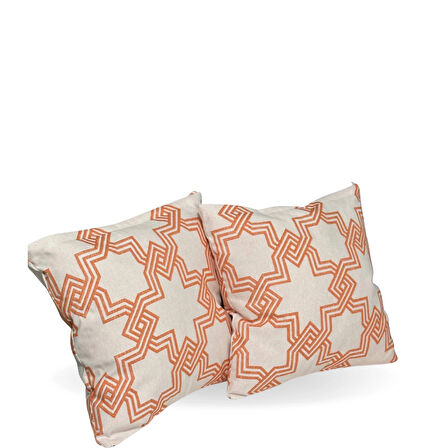 FREFLY  STORE  Beyaz Zeminde TuruncuGeometrik Motifli Mozaik Desenli Dijital Baskılı Yastık Kırlent Kılıfı