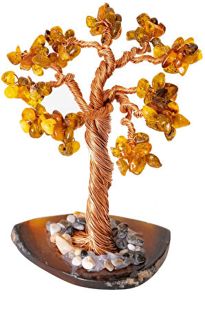 Sertifikalı Baltık Damla Kehribar Doğal Taşı Ağaç