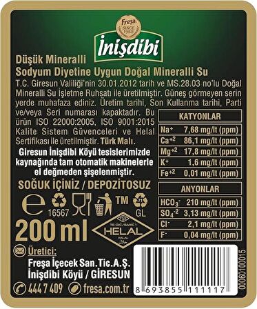 Freşa İnişdibi Doğal Maden Suyu 200 Ml X 24 Adet