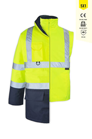 JUNIOR OLYMPUS MAX-BREATHANE HI-VIS TWO-TONE 5 IN 1 JACKET SARI LACİVERT