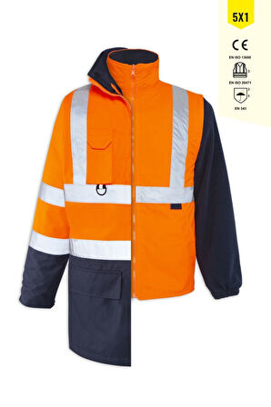 JUNIOR OLYMPUS MAX-BREATHANE HI-VIS TWO-TONE 5 IN 1 JACKET TURUNCU LACİVERT