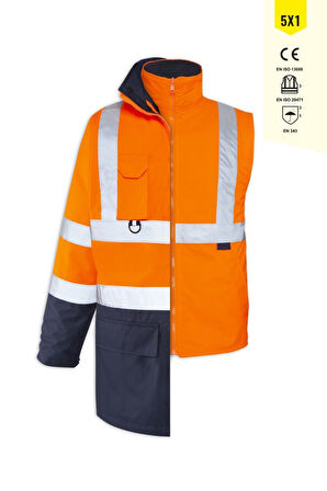 JUNIOR OLYMPUS MAX-BREATHANE HI-VIS TWO-TONE 5 IN 1 JACKET TURUNCU LACİVERT