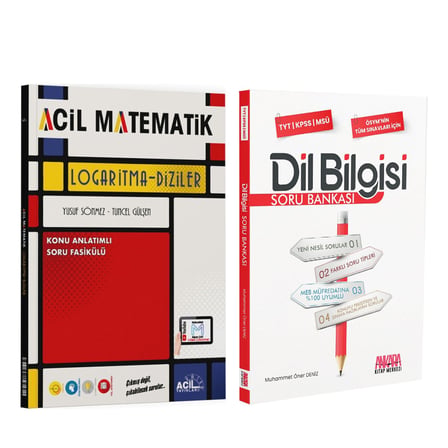 Acil Yayınları TYT Logaritma Diziler ve AKM Dil Bilgisi Soru Bankası Seti 2 Kitap