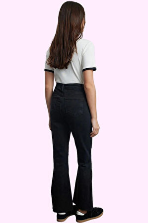 Kadın Basic Denim Flare Jean Yüksek Bel Renk Casual Günlük Kullanım Özel Günler