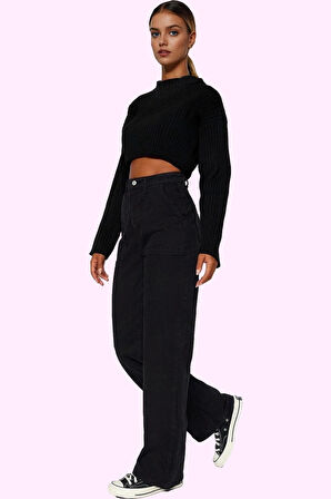 Kadın Denim Wide Leg Pantolon Yüksek Bel 5 Cep Rahat Günlük Stil Yaz Aylarının Vazgeçilmezi