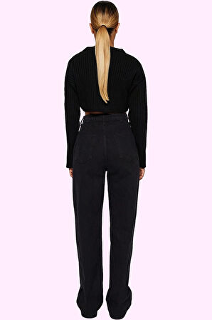 Kadın Denim Wide Leg Pantolon Yüksek Bel 5 Cep Rahat Günlük Stil Yaz Aylarının Vazgeçilmezi