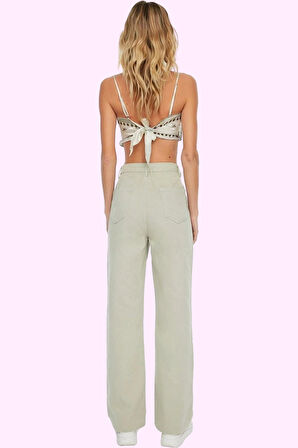 Kadın Denim Wide Leg Pantolon Yüksek Bel 5 Cep Rahat Günlük Stil Yaz Aylarının Vazgeçilmezi