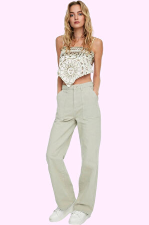 Kadın Denim Wide Leg Pantolon Yüksek Bel 5 Cep Rahat Günlük Stil Yaz Aylarının Vazgeçilmezi