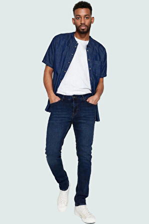 Erkek Denim Pantolon Esnek Slim Fit Dar Paça Casual Stil Günlük Kullanım Dayanıklı Malzeme
