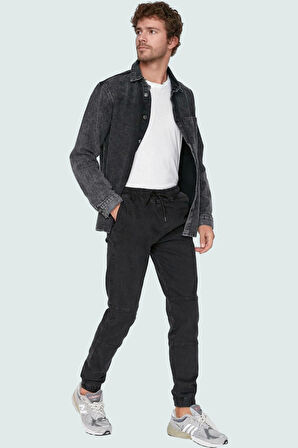 Erkek Denim Jogger Pantolon Regular Fit Normal Bel Lastikli Paça Rahat Günlük Modern Tasarım