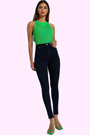 Kadın Regular Boy Skinny Jean Yüksek Bel Dar Paça Denim Günlük Kullanım Yaz Aylarının Vazgeçilmezi