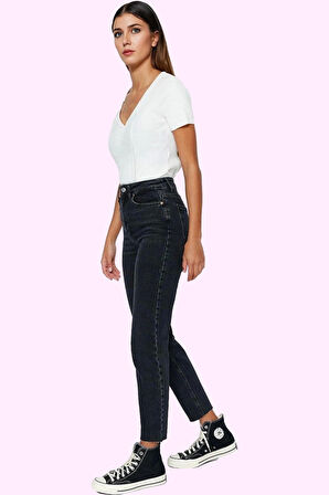 Kadın Care Koleksiyonu Denim Mom Jean Yüksek Bel Rahat Günlük Hafta Sonu Dayanıklı Malzeme