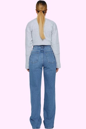 Kadın Denim Yüksek Bel Wide Leg Pantolon Pamuk Tüm Sezonlar İçin Rahatlık Günlük Kombinler