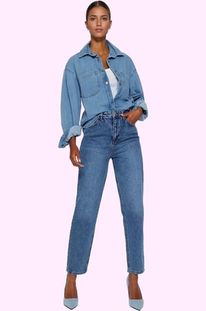 Kadın Denim Mom Jean Pantolon Yüksek Bel Pamuk Günlük Hafta Sonu Yaz Aylarının Vazgeçilmezi