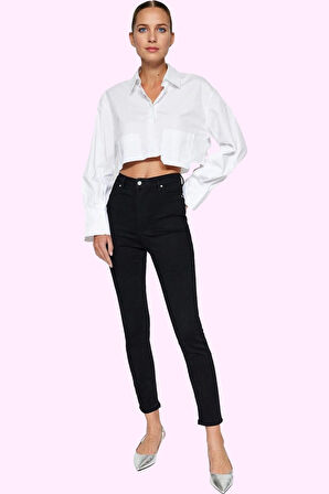 Kadın Denim Jegging Skinny Kalıp Yüksek Bel Günlük Casual Stretch Yaz Aylarının Vazgeçilmezi