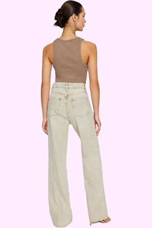 Kadın Normal Bel Wide Leg Denim Pantolon Pamuk Günlük Şıklık İçin Yaz Aylarının Vazgeçilmezi