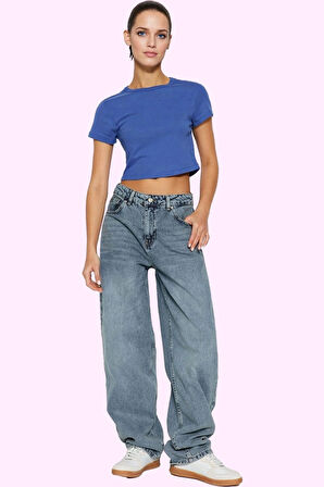 Kadın Regular Boy Jean Düşük Bel Pamuk Boru Paça Günlük Kombinler İçin Yaz Aylarının Vazgeçilmezi