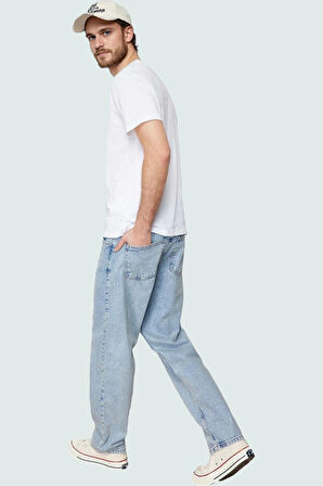 Erkek Geniş Paça Denim Kot Pantolon Casual Baggy Kalıp Günlük Kullanım Yaz Aylarının Vazgeçilmezi