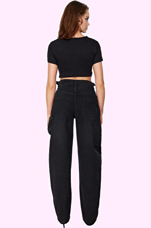 Kadın Denim Baggy Jean Pantolon Yüksek Bel Casual Tasarım Günlük Kullanım Kaliteli Malzeme