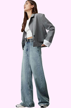 Kadın Wide Leg Denim Jean Pamuk Uzun Boy Normal Bel Günlük Kullanım Yaz Aylarının Vazgeçilmezi