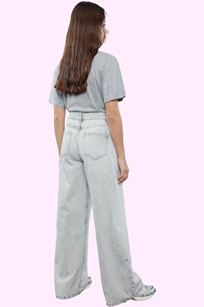 Kadın Pamuk Denim Palazzo Pantolon Yüksek Bel Geniş Paça Günlük Şıklık Yaz Aylarının Vazgeçilmezi