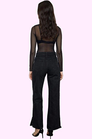 Kadın Denim Jean Yüksek Bel Wide Leg Pamuk Günlük Kullanım İçin Yaz Aylarının Vazgeçilmezi