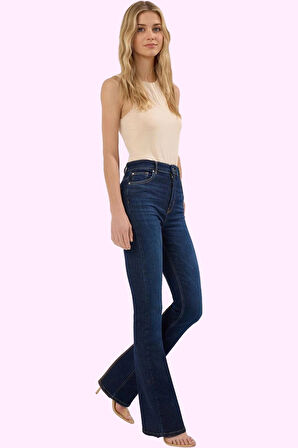 Kadın Stretch Denim Flare Pantolon Yüksek Bel Tüm Sezonlar İçin Yaz Aylarının Vazgeçilmezi
